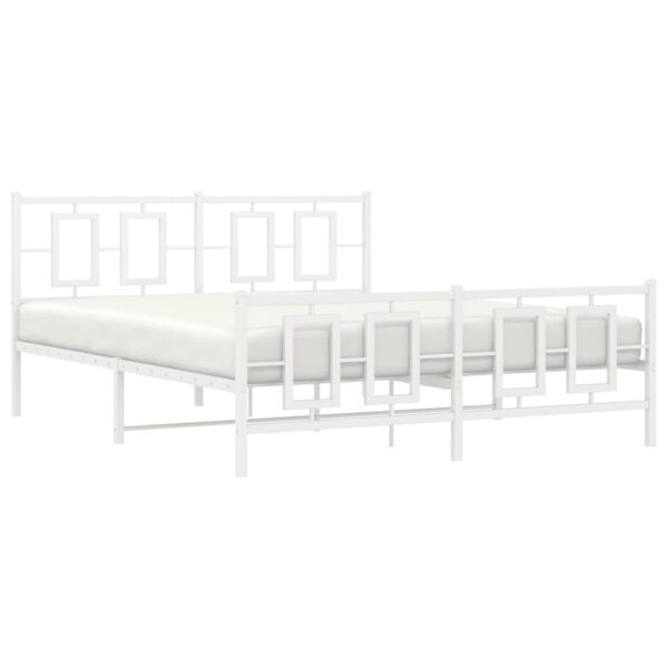 vidaXL Metal Bed Frame with Headboard and Footboard White 59.1"x78.7" - Image 4