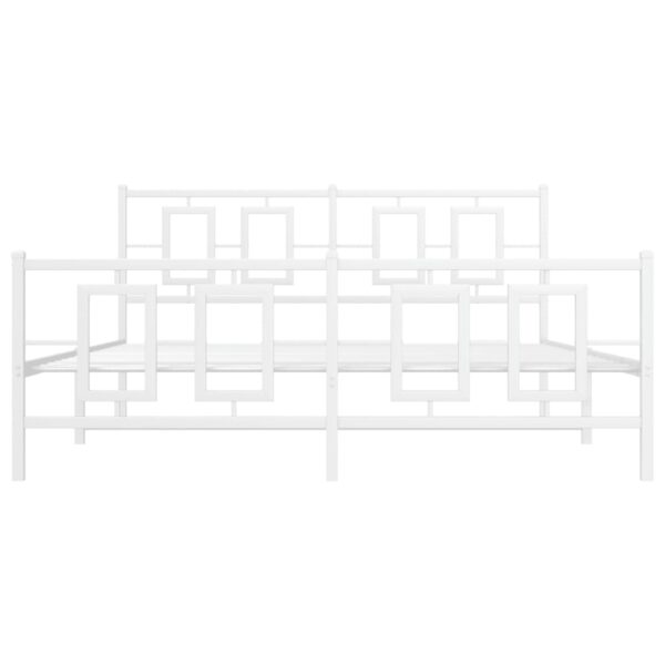 vidaXL Metal Bed Frame with Headboard and Footboard White 59.1"x78.7" - Image 5