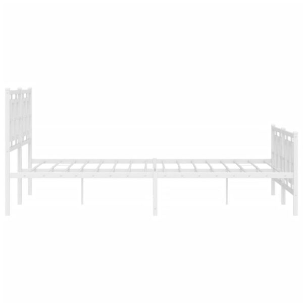 vidaXL Metal Bed Frame with Headboard and Footboard White 59.1"x78.7" - Image 6