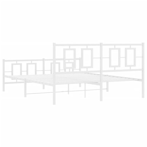 vidaXL Metal Bed Frame with Headboard and Footboard White 59.1"x78.7" - Image 7