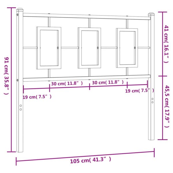 vidaXL Metal Headboard White 39.4" - Image 7