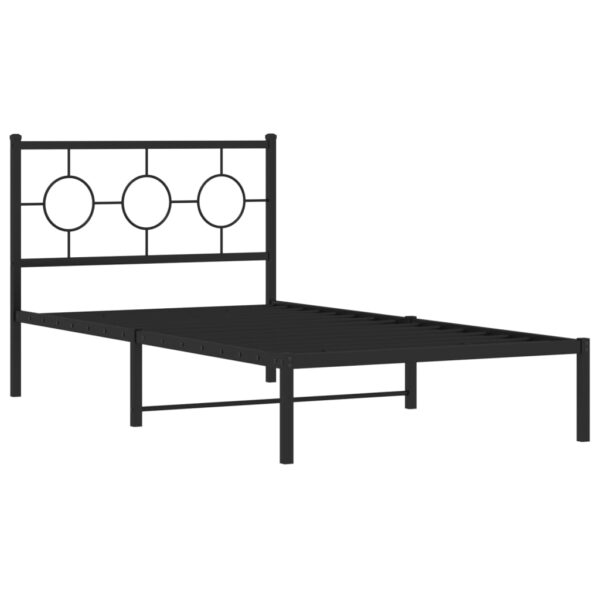 vidaXL Metal Bed Frame with Headboard Black 39.4"x78.7" - Image 2