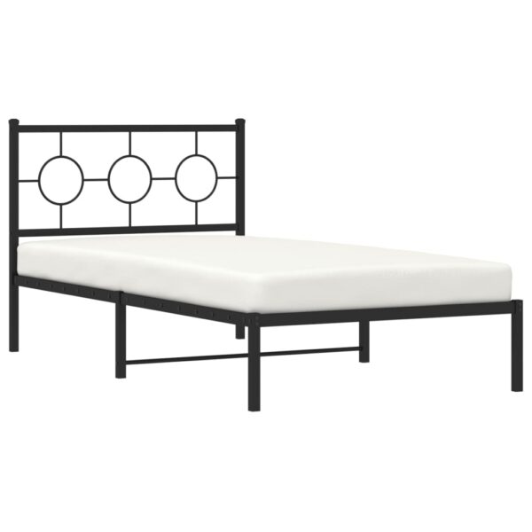 vidaXL Metal Bed Frame with Headboard Black 39.4"x78.7" - Image 4