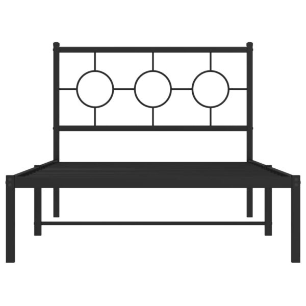 vidaXL Metal Bed Frame with Headboard Black 39.4"x78.7" - Image 5