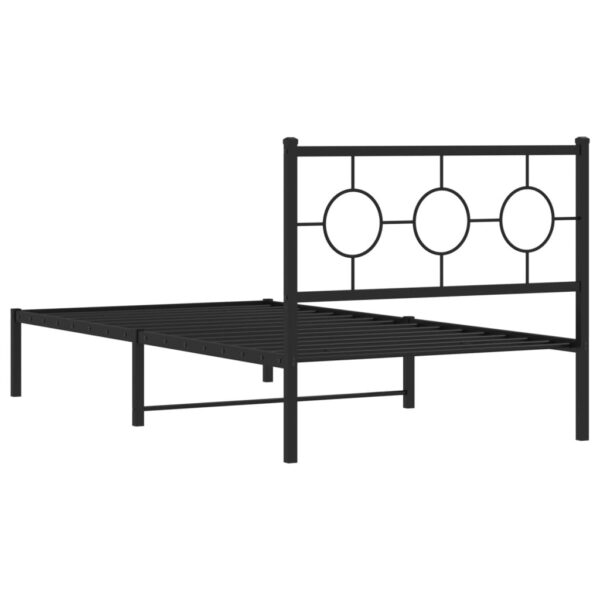 vidaXL Metal Bed Frame with Headboard Black 39.4"x78.7" - Image 7