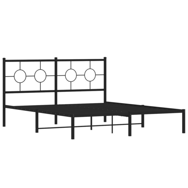 vidaXL Metal Bed Frame with Headboard Black 59.1"x78.7" - Image 2