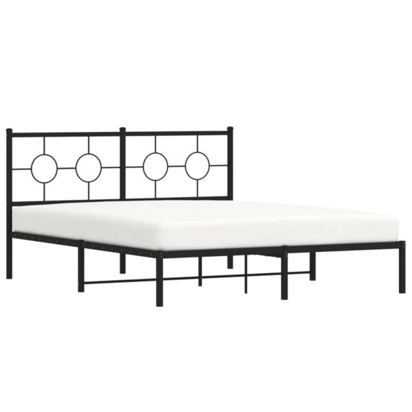 vidaXL Metal Bed Frame with Headboard Black 59.1"x78.7" - Image 4