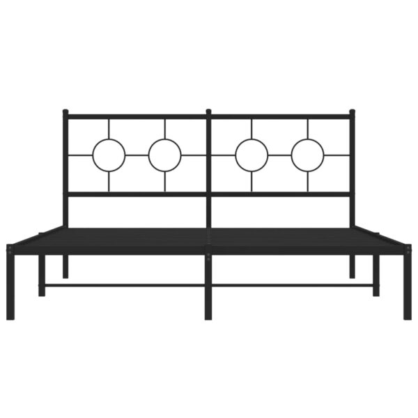 vidaXL Metal Bed Frame with Headboard Black 59.1"x78.7" - Image 5