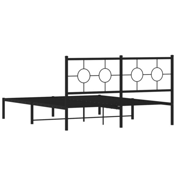 vidaXL Metal Bed Frame with Headboard Black 59.1"x78.7" - Image 7