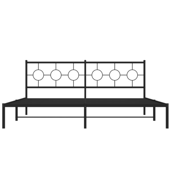 vidaXL Metal Bed Frame with Headboard Black 76"x79.9" King - Image 5