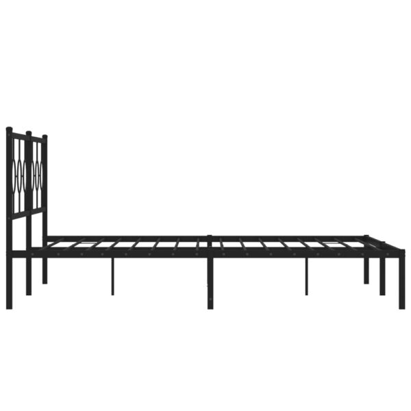 vidaXL Metal Bed Frame with Headboard Black 76"x79.9" King - Image 6