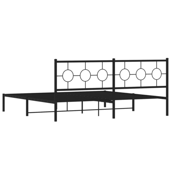 vidaXL Metal Bed Frame with Headboard Black 76"x79.9" King - Image 7