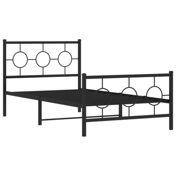 vidaXL Metal Bed Frame with Headboard and Footboard Black 39.4"x78.7" - Image 2