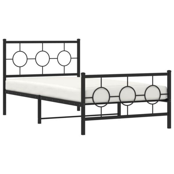 vidaXL Metal Bed Frame with Headboard and Footboard Black 39.4"x78.7" - Image 4