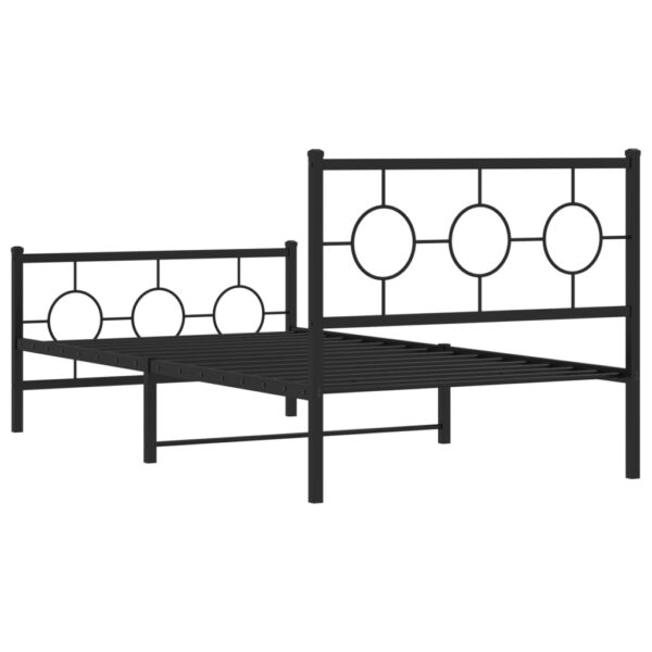 vidaXL Metal Bed Frame with Headboard and Footboard Black 39.4"x78.7" - Image 7