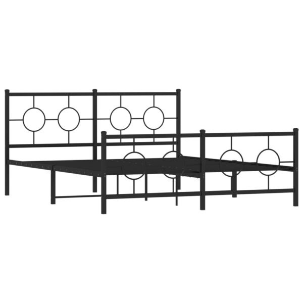 vidaXL Metal Bed Frame with Headboard and Footboard Black 59.1"x78.7" - Image 2