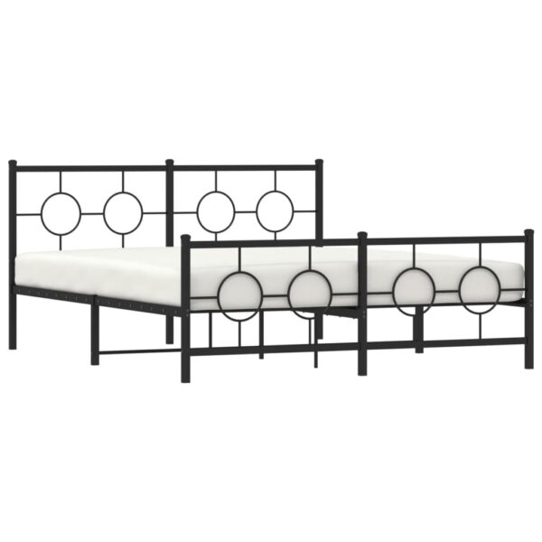 vidaXL Metal Bed Frame with Headboard and Footboard Black 59.1"x78.7" - Image 4