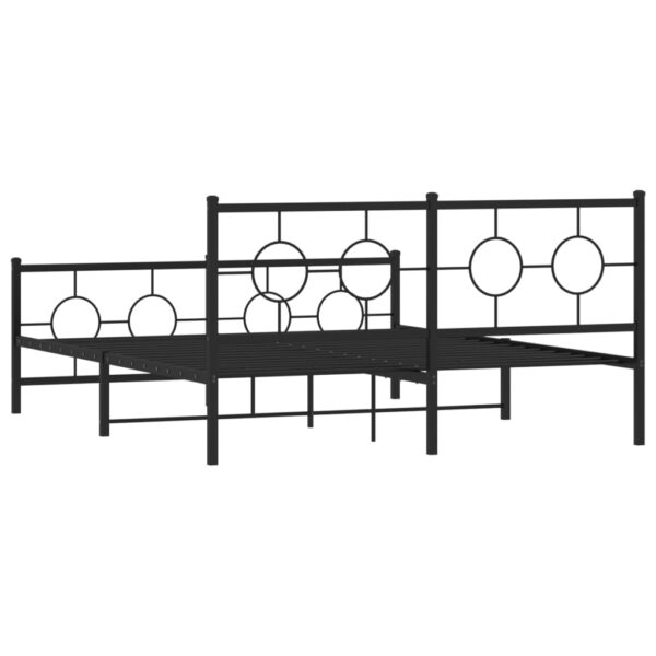 vidaXL Metal Bed Frame with Headboard and Footboard Black 59.1"x78.7" - Image 7