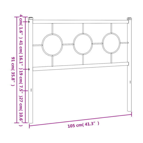 vidaXL Metal Headboard Black 39.4" - Image 7