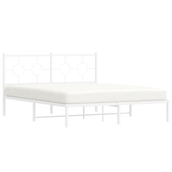 vidaXL Metal Bed Frame with Headboard White 59.1"x78.7" - Image 4