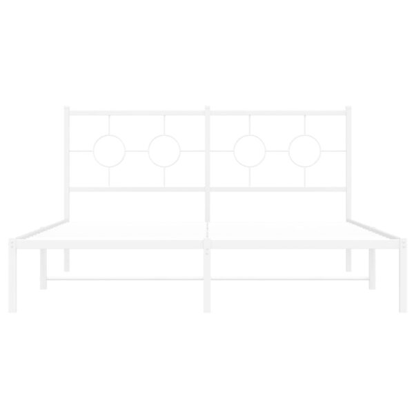 vidaXL Metal Bed Frame with Headboard White 59.1"x78.7" - Image 5