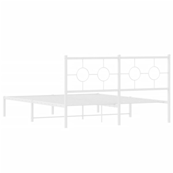 vidaXL Metal Bed Frame with Headboard White 59.1"x78.7" - Image 7