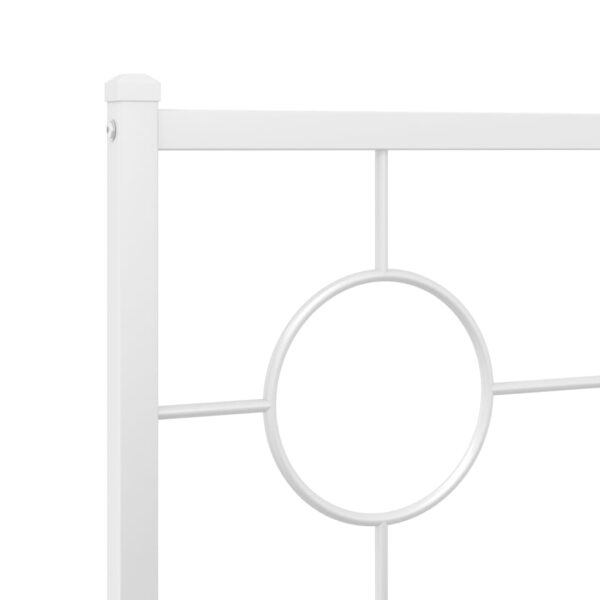 vidaXL Metal Bed Frame with Headboard White 59.1"x78.7" - Image 8