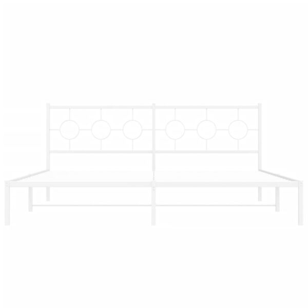 vidaXL Metal Bed Frame with Headboard White 76"x79.9" King - Image 5