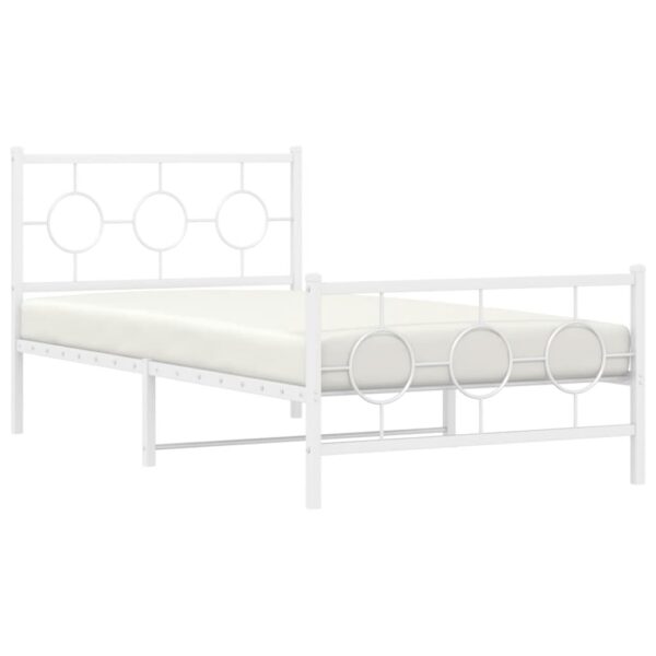 vidaXL Metal Bed Frame with Headboard and Footboard White 39.4"x78.7" - Image 4