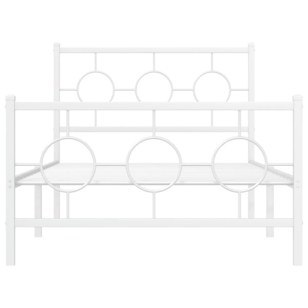 vidaXL Metal Bed Frame with Headboard and Footboard White 39.4"x78.7" - Image 5