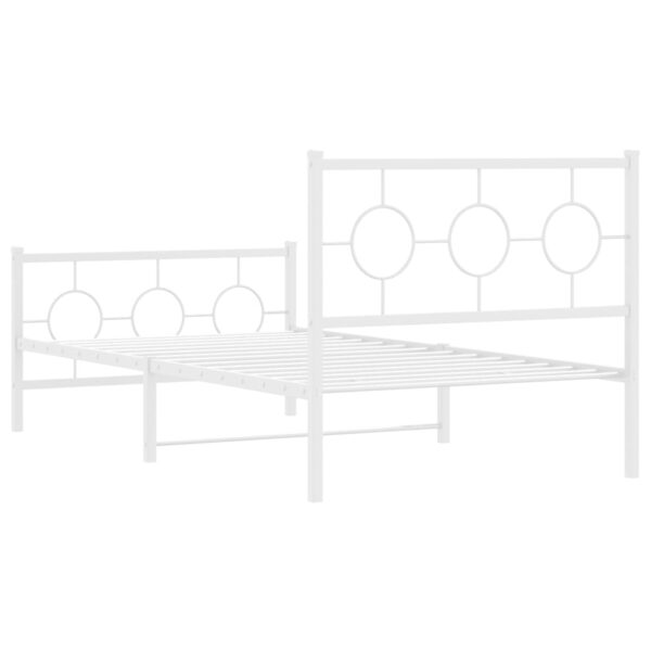 vidaXL Metal Bed Frame with Headboard and Footboard White 39.4"x78.7" - Image 7