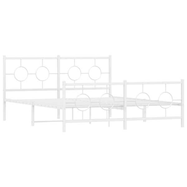 vidaXL Metal Bed Frame with Headboard and Footboard White 59.1"x78.7" - Image 2