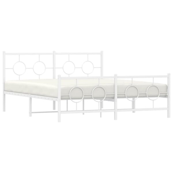 vidaXL Metal Bed Frame with Headboard and Footboard White 59.1"x78.7" - Image 4