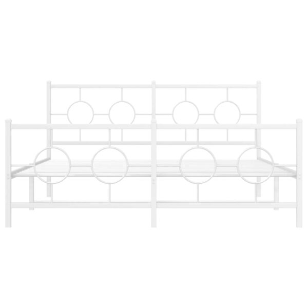 vidaXL Metal Bed Frame with Headboard and Footboard White 59.1"x78.7" - Image 5