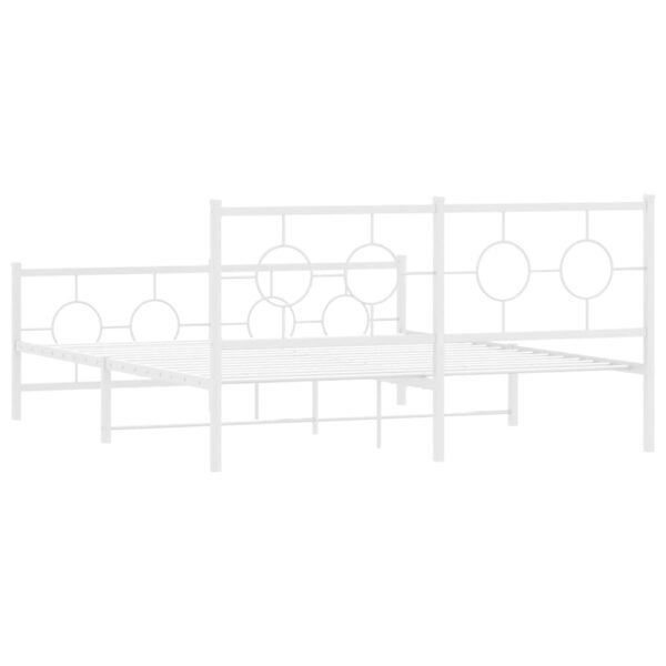 vidaXL Metal Bed Frame with Headboard and Footboard White 59.1"x78.7" - Image 7