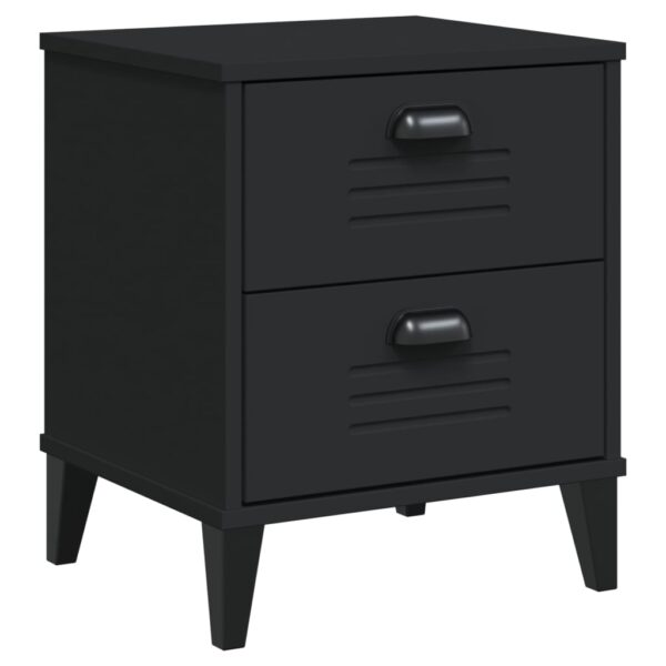 vidaXL Bedside Cabinet VIKEN Black Solid Wood Pine - Image 2