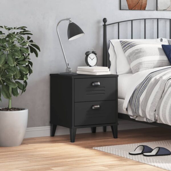 vidaXL Bedside Cabinet VIKEN Black Solid Wood Pine - Image 3