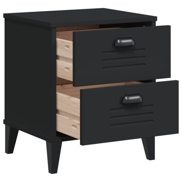 vidaXL Bedside Cabinet VIKEN Black Solid Wood Pine - Image 5