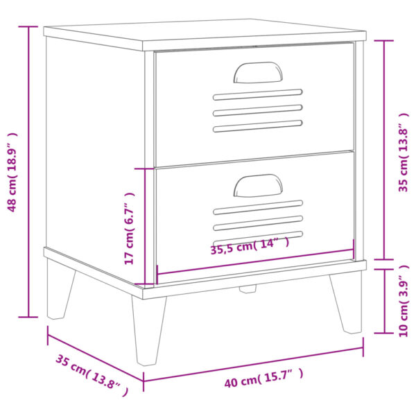 vidaXL Bedside Cabinet VIKEN Black Solid Wood Pine - Image 10