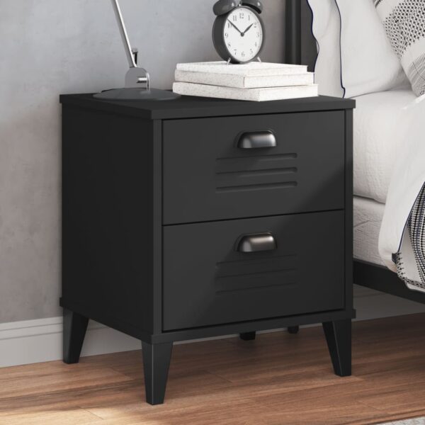 vidaXL Bedside Cabinet VIKEN Black Solid Wood Pine