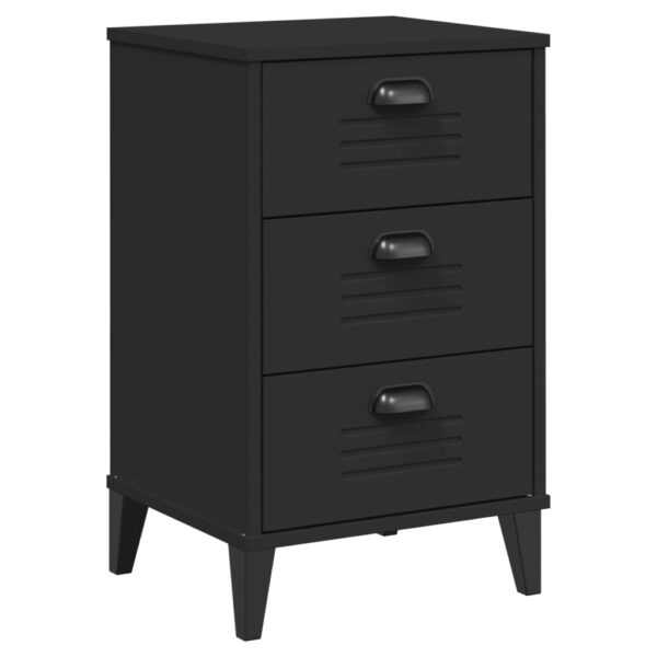 vidaXL Bedside Cabinet VIKEN Black Solid Wood Pine - Image 2