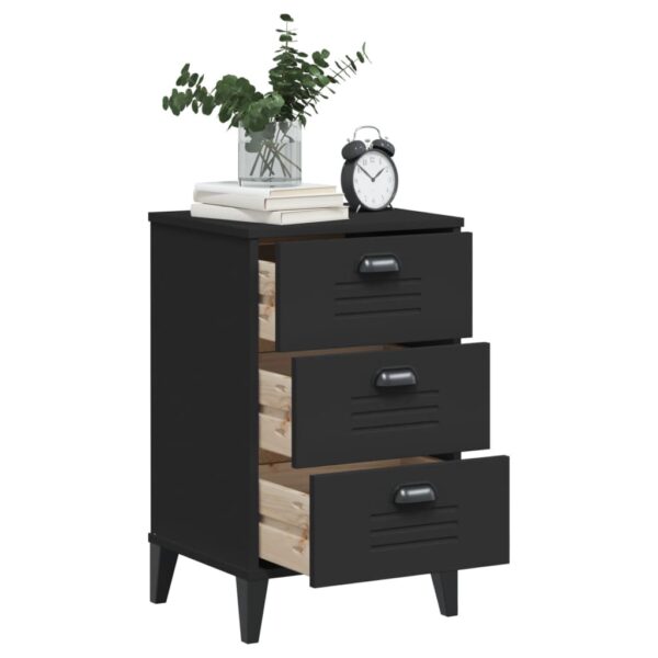 vidaXL Bedside Cabinet VIKEN Black Solid Wood Pine - Image 4