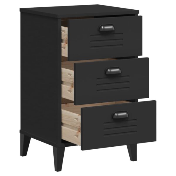 vidaXL Bedside Cabinet VIKEN Black Solid Wood Pine - Image 5