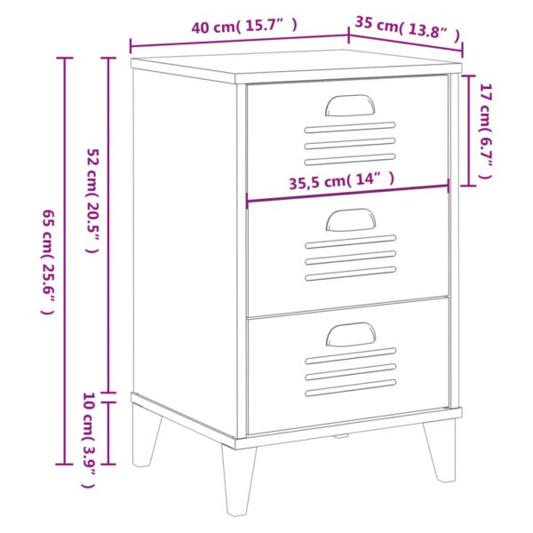 vidaXL Bedside Cabinet VIKEN Black Solid Wood Pine - Image 10