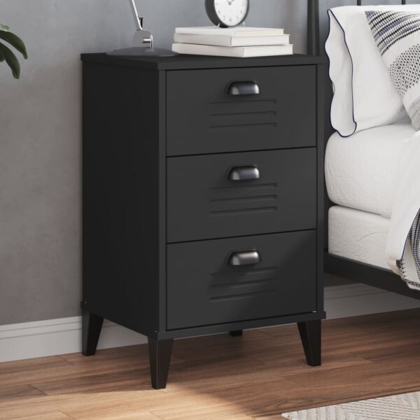 vidaXL Bedside Cabinet VIKEN Black Solid Wood Pine