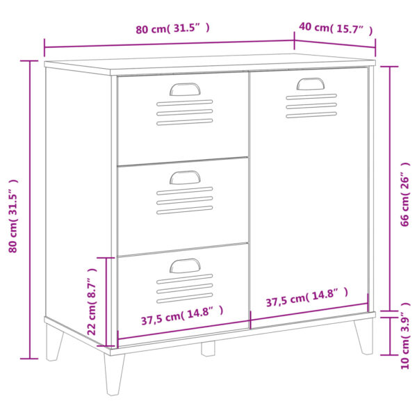 vidaXL Sideboard VIKEN White 31.5"x15.7"x31.5" Solid Wood Pine - Image 10