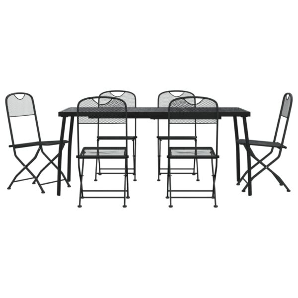 vidaXL 7 Piece Patio Dining Set Anthracite Metal Mesh - Image 2