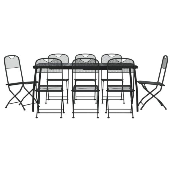 vidaXL 9 Piece Patio Dining Set Anthracite Metal Mesh - Image 2