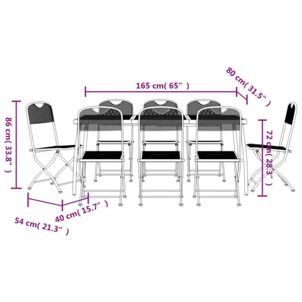 vidaXL 9 Piece Patio Dining Set Anthracite Metal Mesh - Image 9