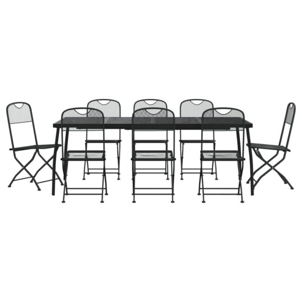 vidaXL 9 Piece Patio Dining Set Anthracite Metal Mesh - Image 2